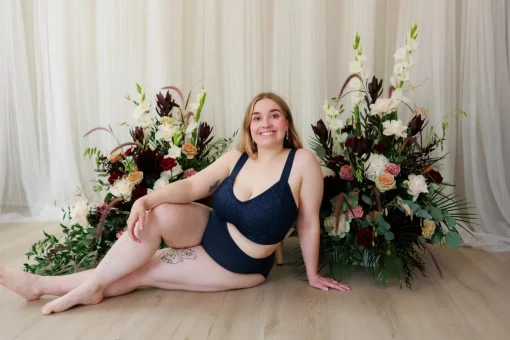 Aline Flower Big Cup BH - Mørk blå