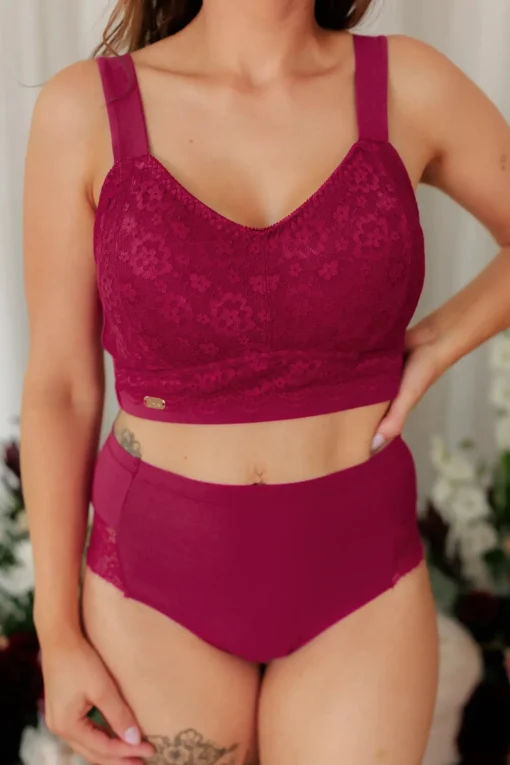 Aline Flower Big Cup BH - Mørk rød