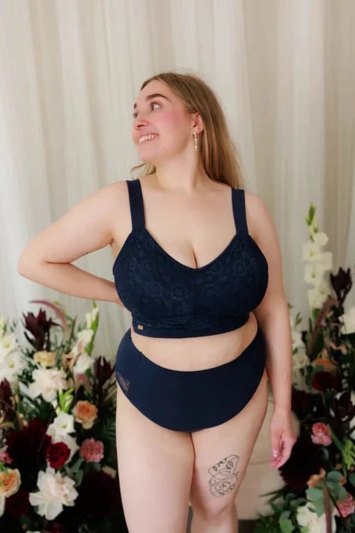 Aline Flower Big Cup BH - Mørk blå
