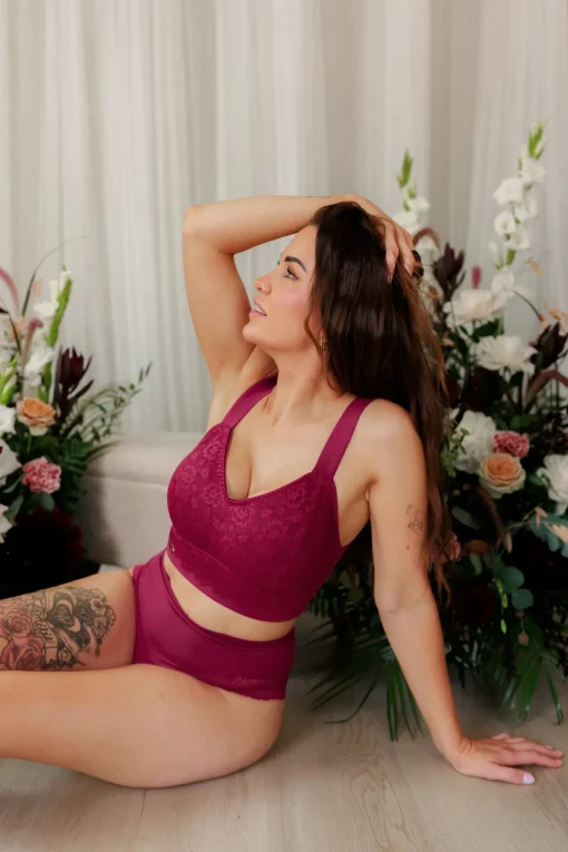 Aline Flower Big Cup BH - Mørk rød