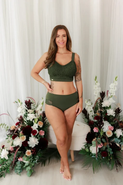 Aline Flower Big Cup BH - Mørk grønn