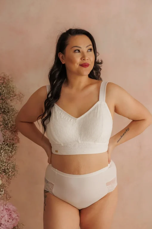 Aline Flower Bra Big Cup - Bright White