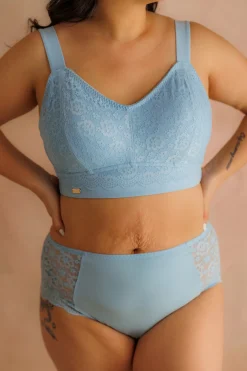 Aline Flower Bra Big Cup - Airy Blue