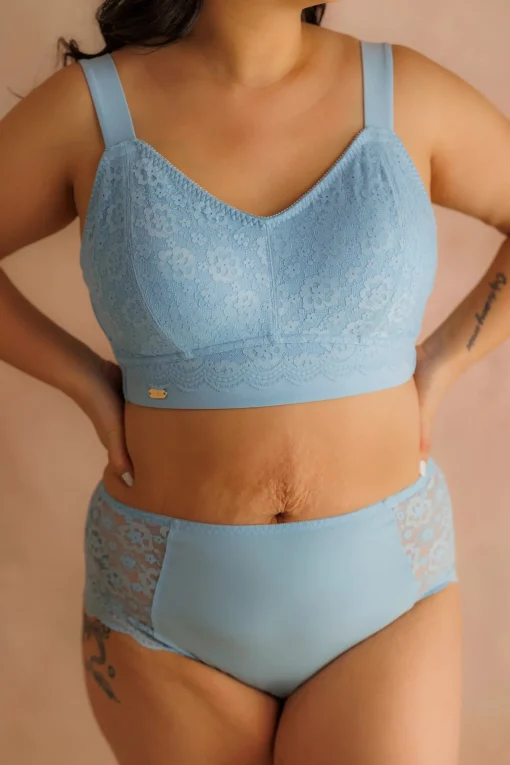 Aline Flower Bra Big Cup - Airy Blue