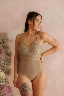 Aline Flower Bra Big Cup - Silver Mink