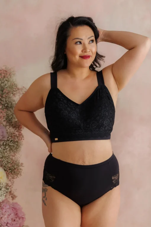 Aline Flower Bra Big Cup - Black Onyx