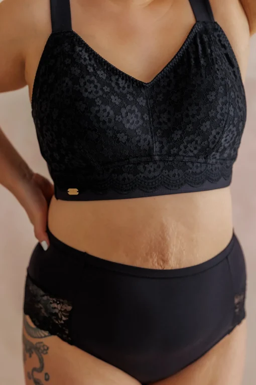Aline Flower Bra Big Cup - Black Onyx