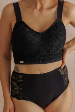 Aline Flower Bra Big Cup - Black Onyx