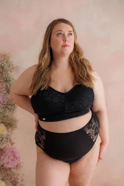 Aline Flower Bra Big Cup - Black Onyx