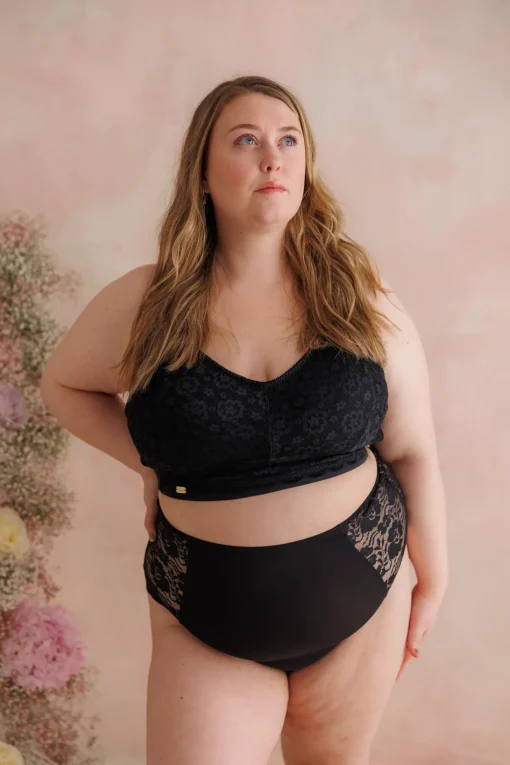 Aline Flower Bra Big Cup - Black Onyx