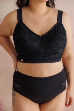 Aline Flower Bra Big Cup - Black Onyx