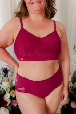 Aline Flower Small Cup BH - Mørk rød