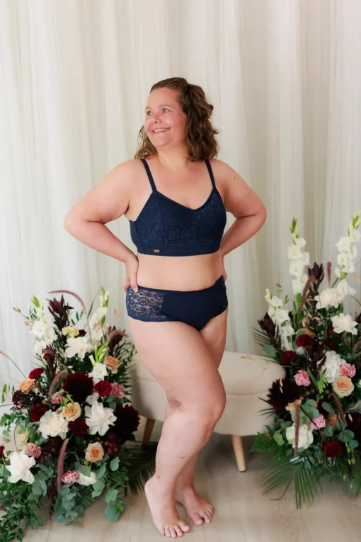Aline Flower Small Cup BH - Mørk blå
