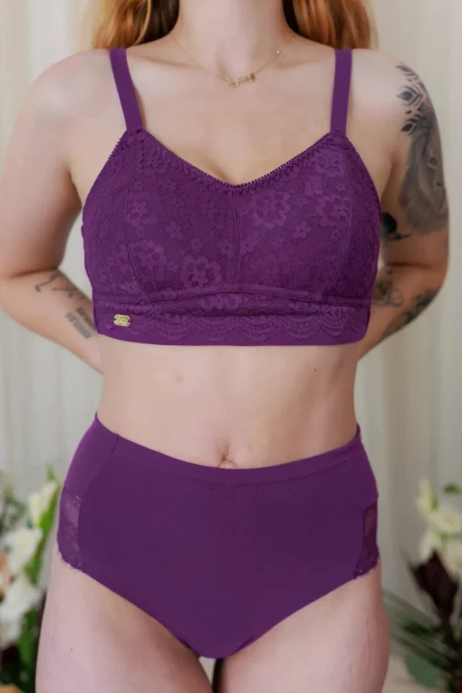 Aline Flower Small Cup BH - Mørk lilla