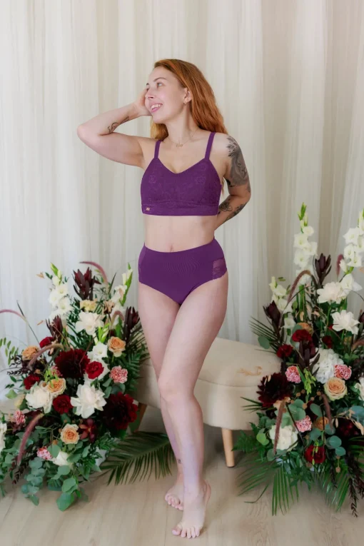 Aline Flower Small Cup BH - Mørk lilla