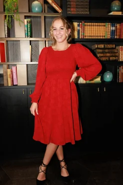 Anna Chiffon kjole - Rød