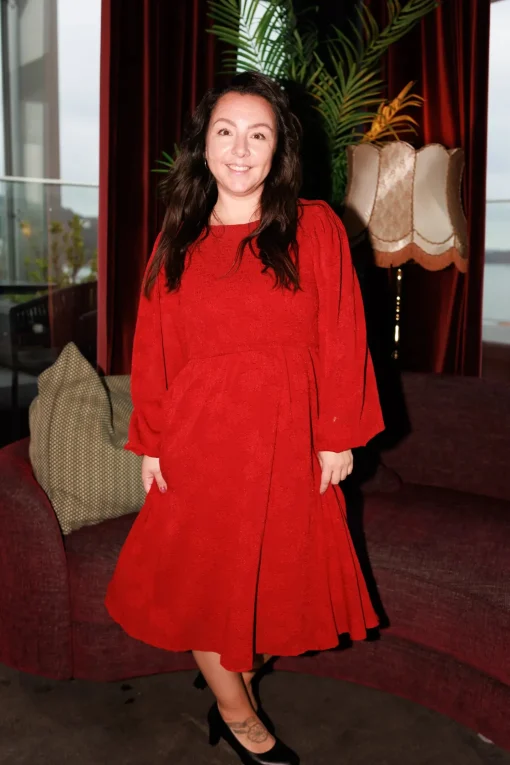 Anna Chiffon kjole - Rød