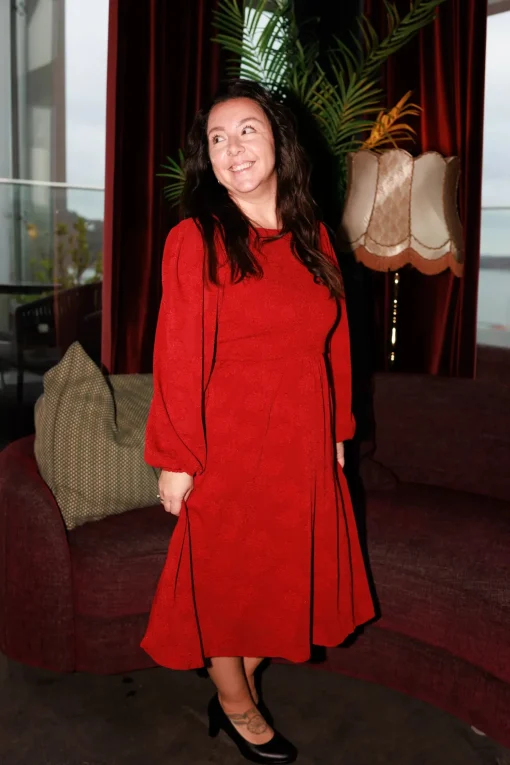 Anna Chiffon kjole - Rød