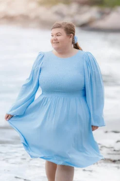 Anna Solid kjole - Airy Blue