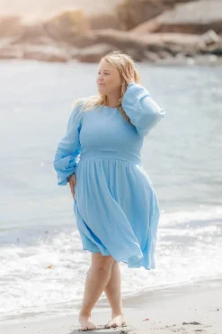Anna Solid kjole - Airy Blue