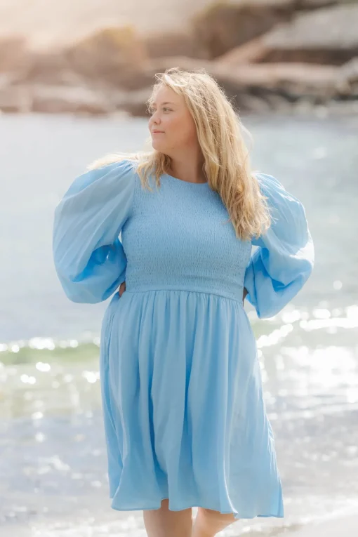 Anna Solid kjole - Airy Blue