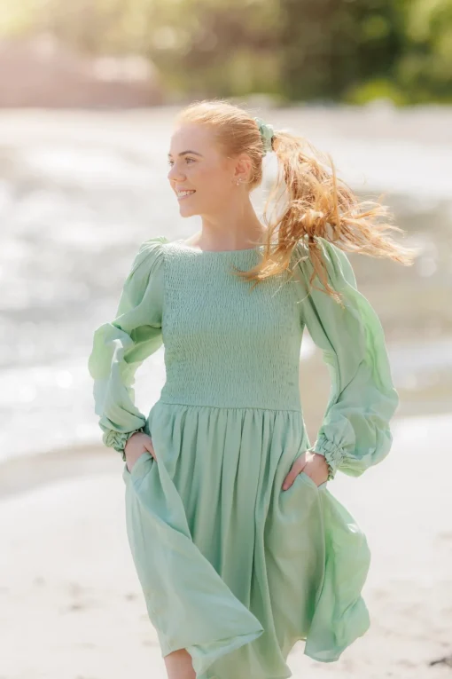 Anna Solid kjole - Smoke Green
