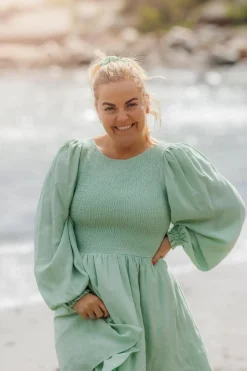 Anna Solid kjole - Smoke Green