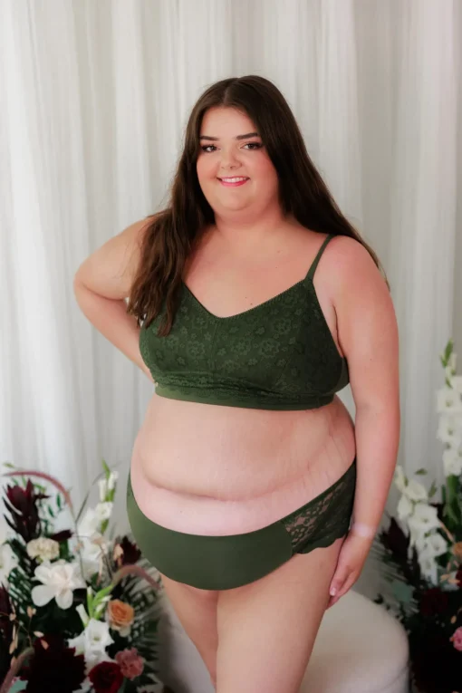 Anne Mid Waist truse - Mørk grønn