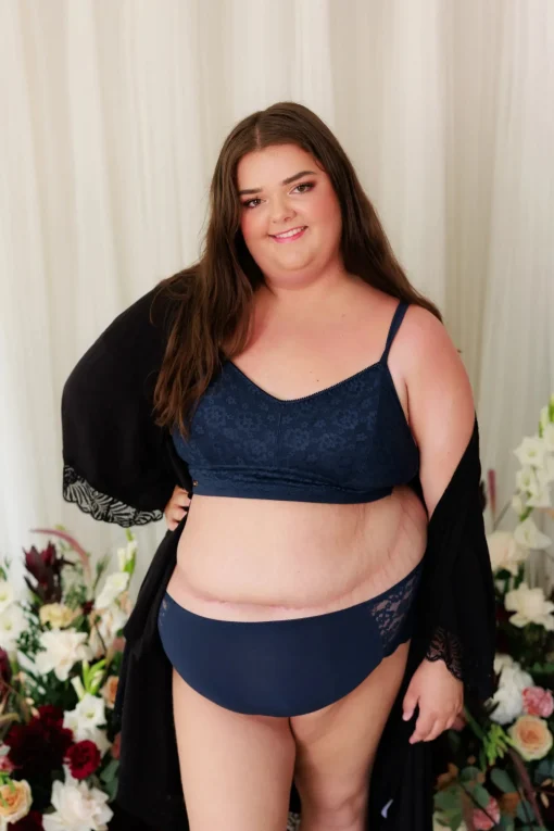 Anne Mid Waist truse - Mørk blå