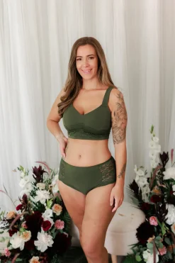 Anne Mid Waist truse - Mørk grønn