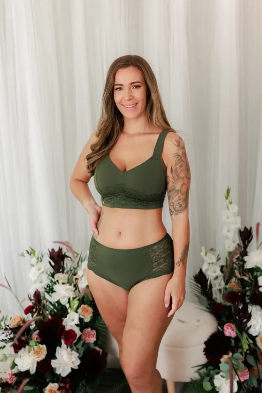 Anne Mid Waist truse - Mørk grønn