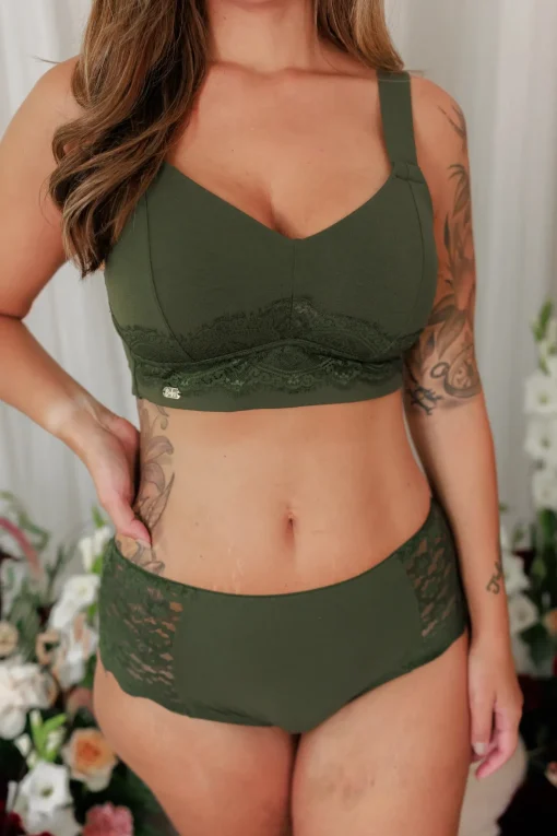 Anne Mid Waist truse - Mørk grønn