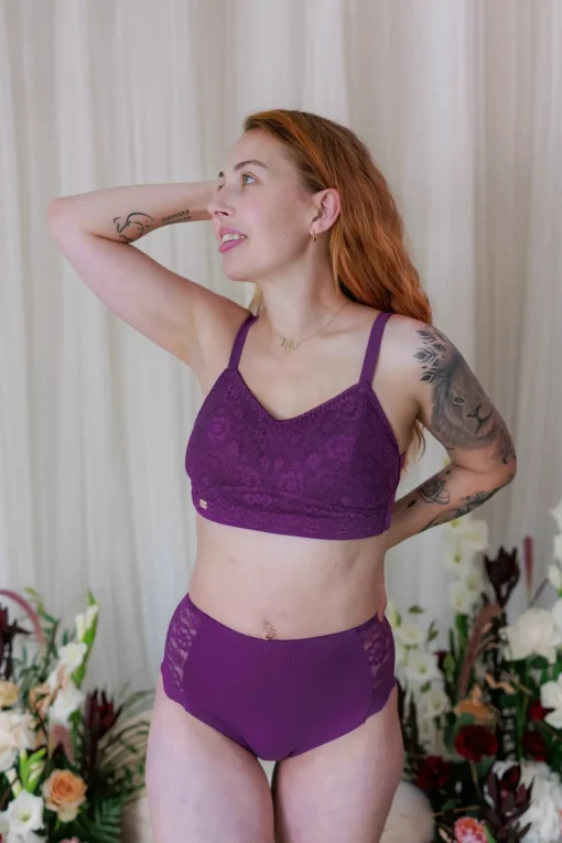 Anne Mid Waist truse - Mørk lilla