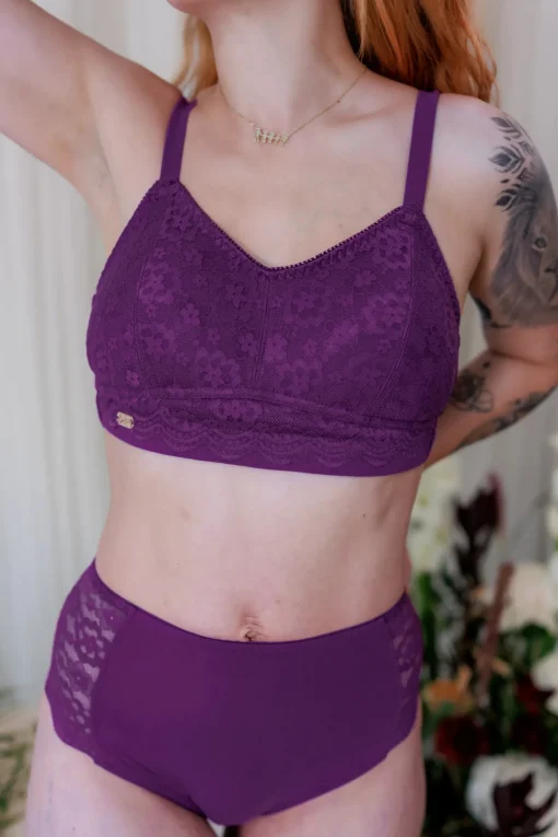 Anne Mid Waist truse - Mørk lilla