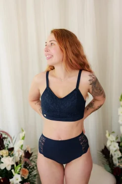 Anne Mid Waist truse - Mørk blå