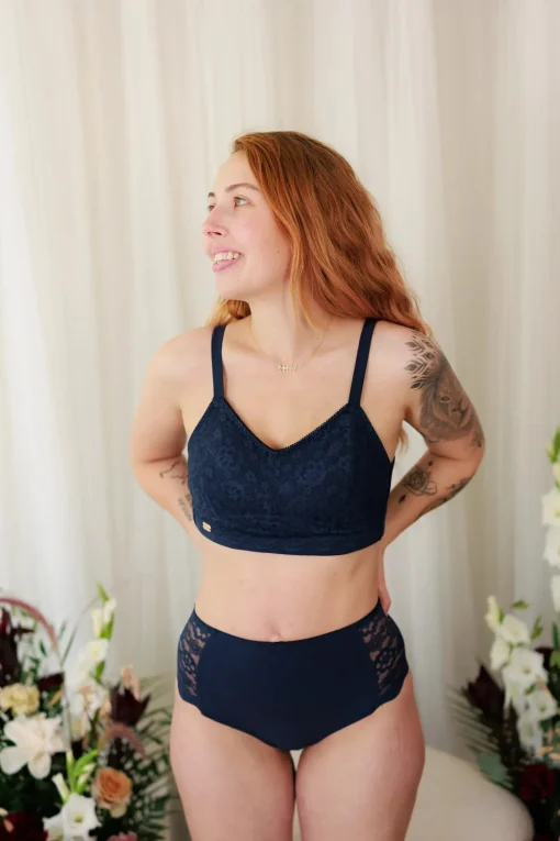 Anne Mid Waist truse - Mørk blå