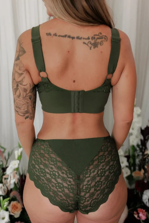 Anne Mid Waist truse - Mørk grønn