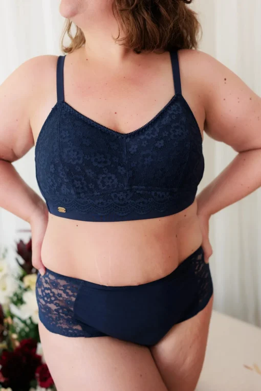 Anne Mid Waist truse - Mørk blå