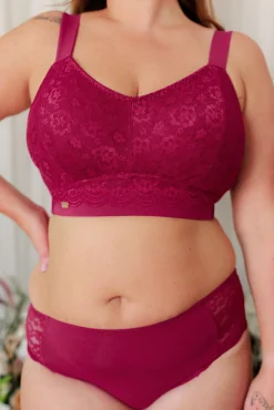 Anne Mid Waist truse - Mørk rød