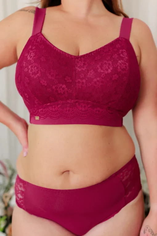 Anne Mid Waist truse - Mørk rød