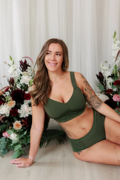 Anne Mid Waist truse - Mørk grønn