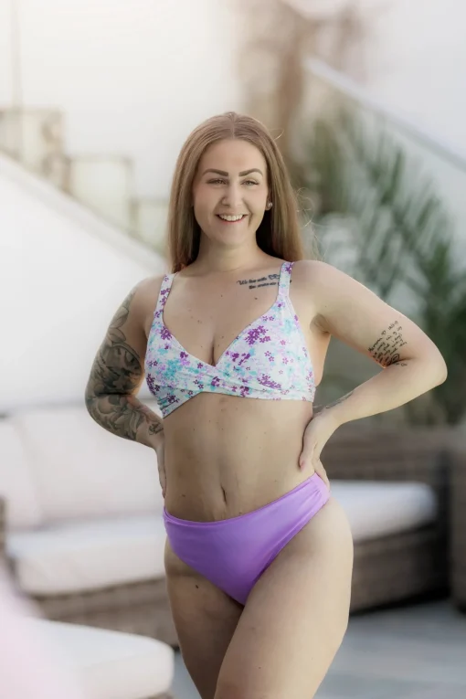 Bali bikinitopp - Lilla - Flowerpower