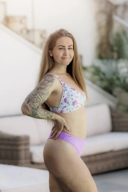 Bali bikinitopp - Lilla - Flowerpower