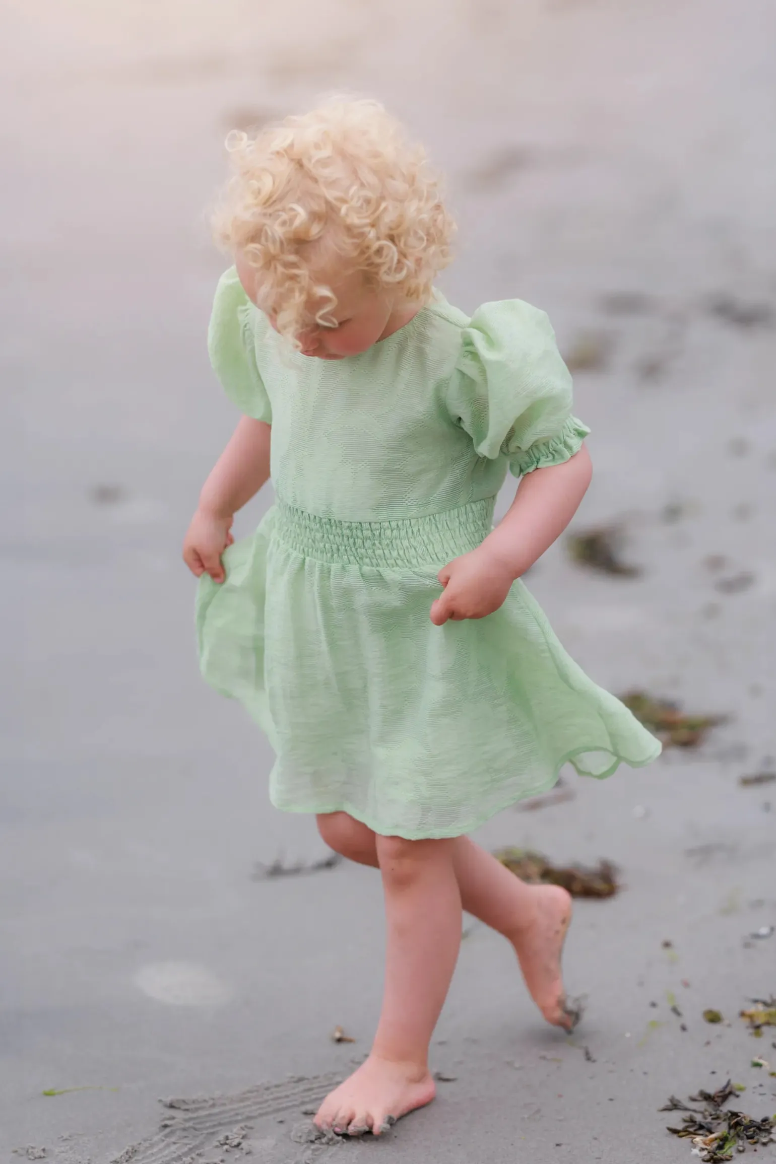 Belle Flower Barnekjole - Smoke Green