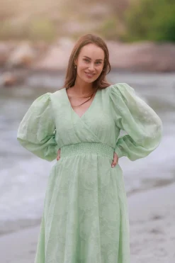 Belle Flower Maxikjole - Smoke Green