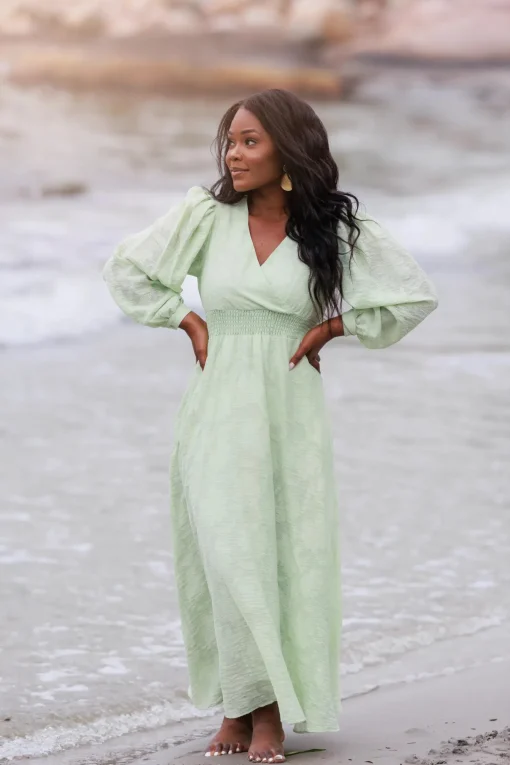 Belle Flower Maxikjole - Smoke Green