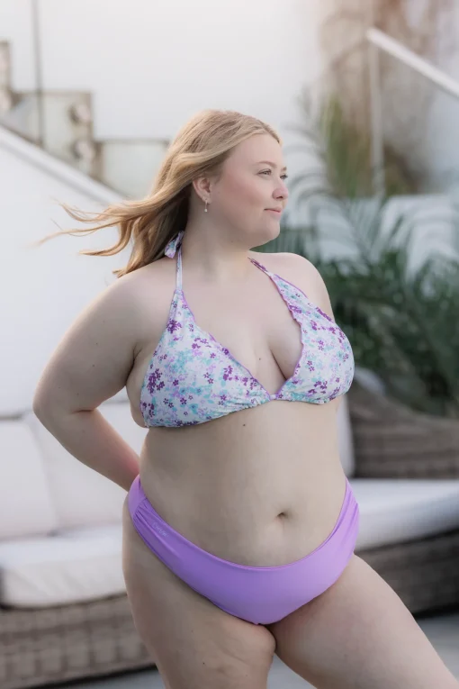 Cuba Ruffles bikinitopp - Lilla - Flowerpower