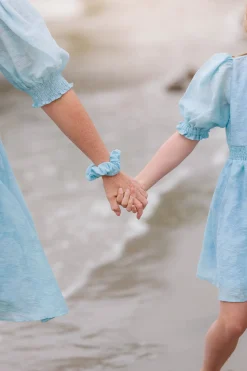 Flower Scrunchie 2pk - Airy Blue