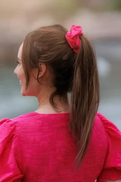 Flower Scrunchie 2pk - Pink Peacock