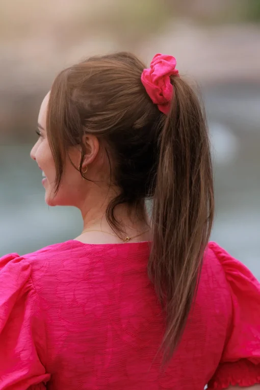 Flower Scrunchie 2pk - Pink Peacock
